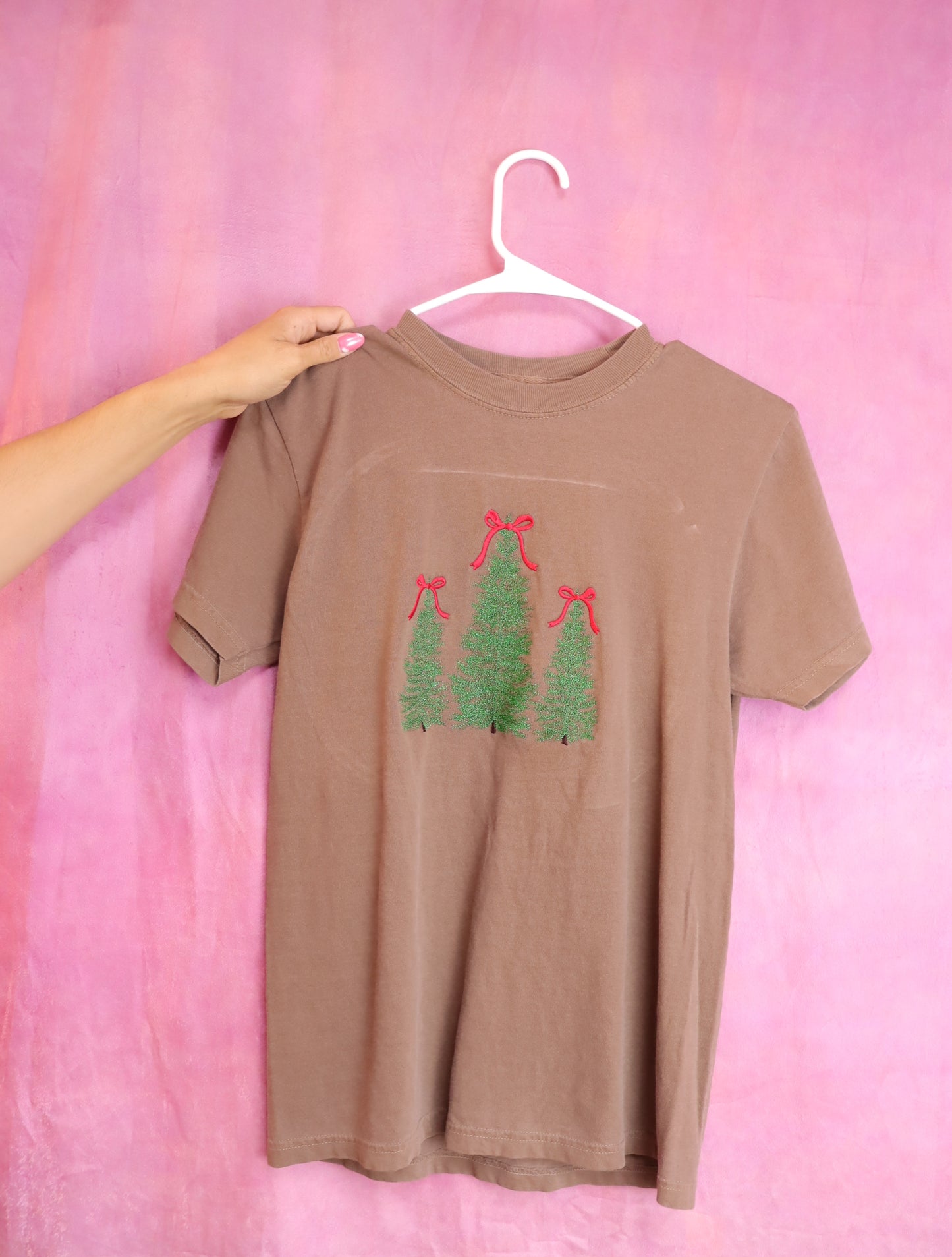 Christmas Trees with Bows Embroidered Shirt