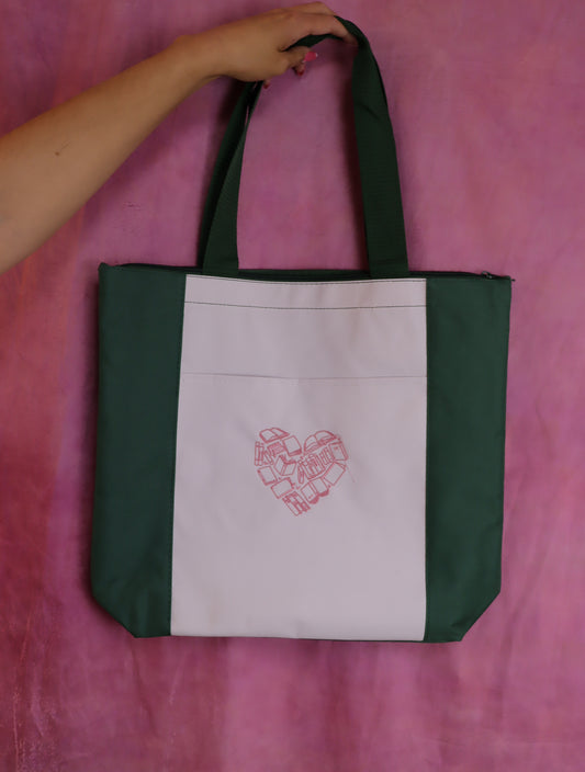 Heart of Books Embroidered Tote Bag