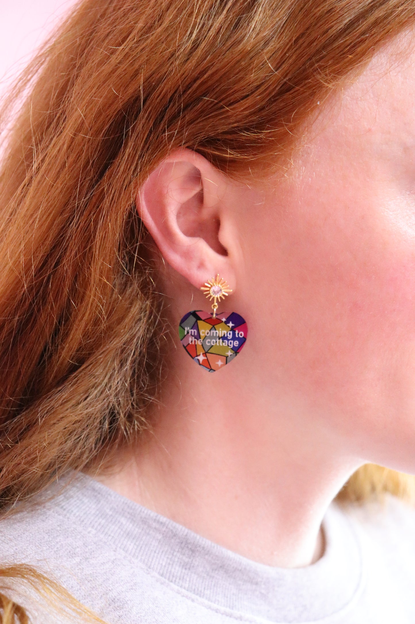 Heated Rivalry Stained Glass Quote Earrings