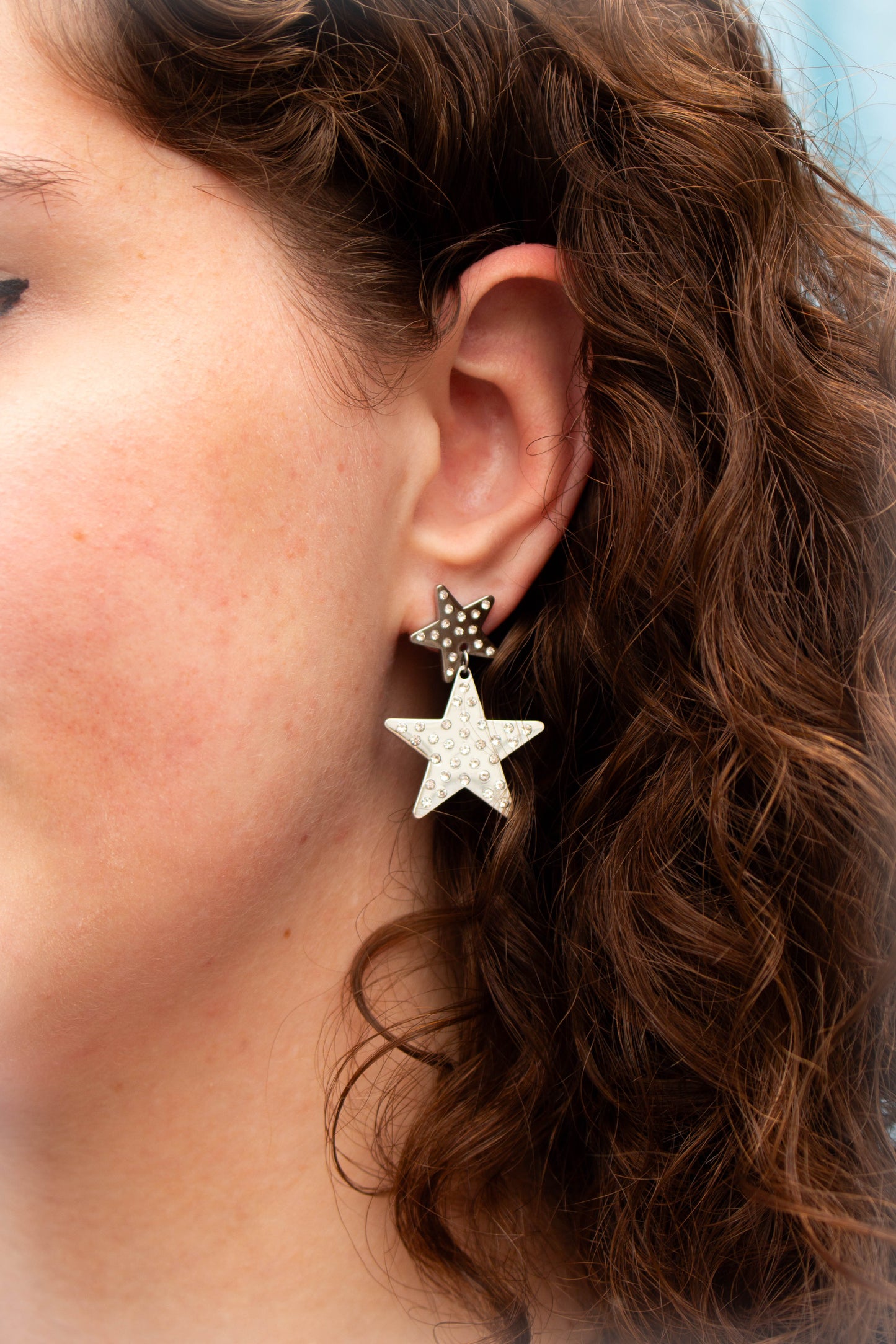 Bedazzling Titanium Star Earrings