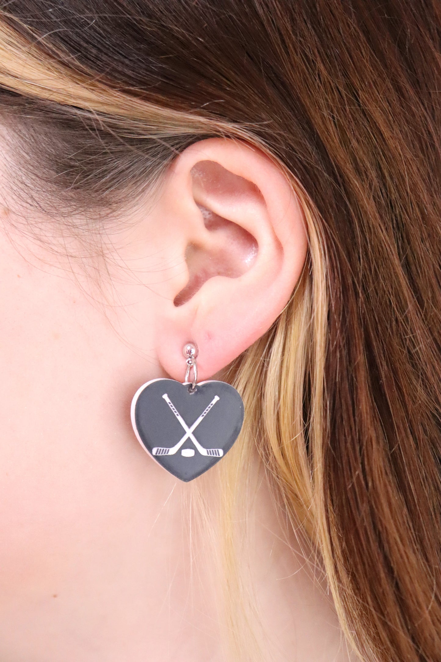 Engraved Hockey Stick Earrings