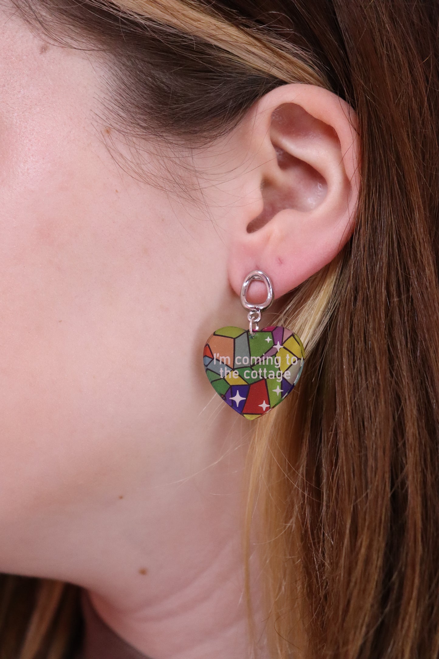 Heated Rivalry Stained Glass Quote Earrings
