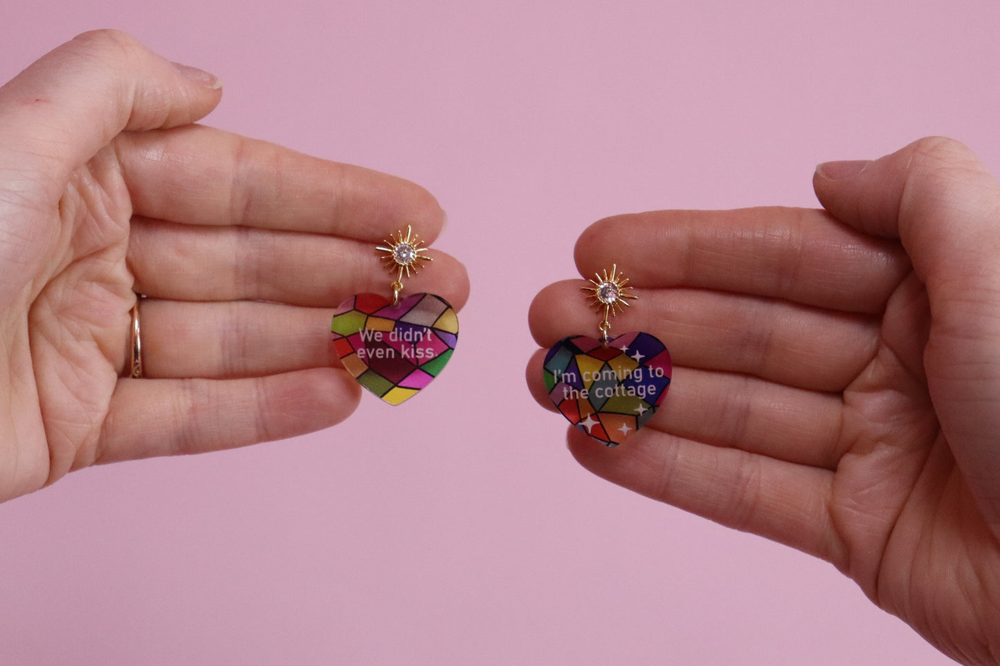 Heated Rivalry Stained Glass Quote Earrings