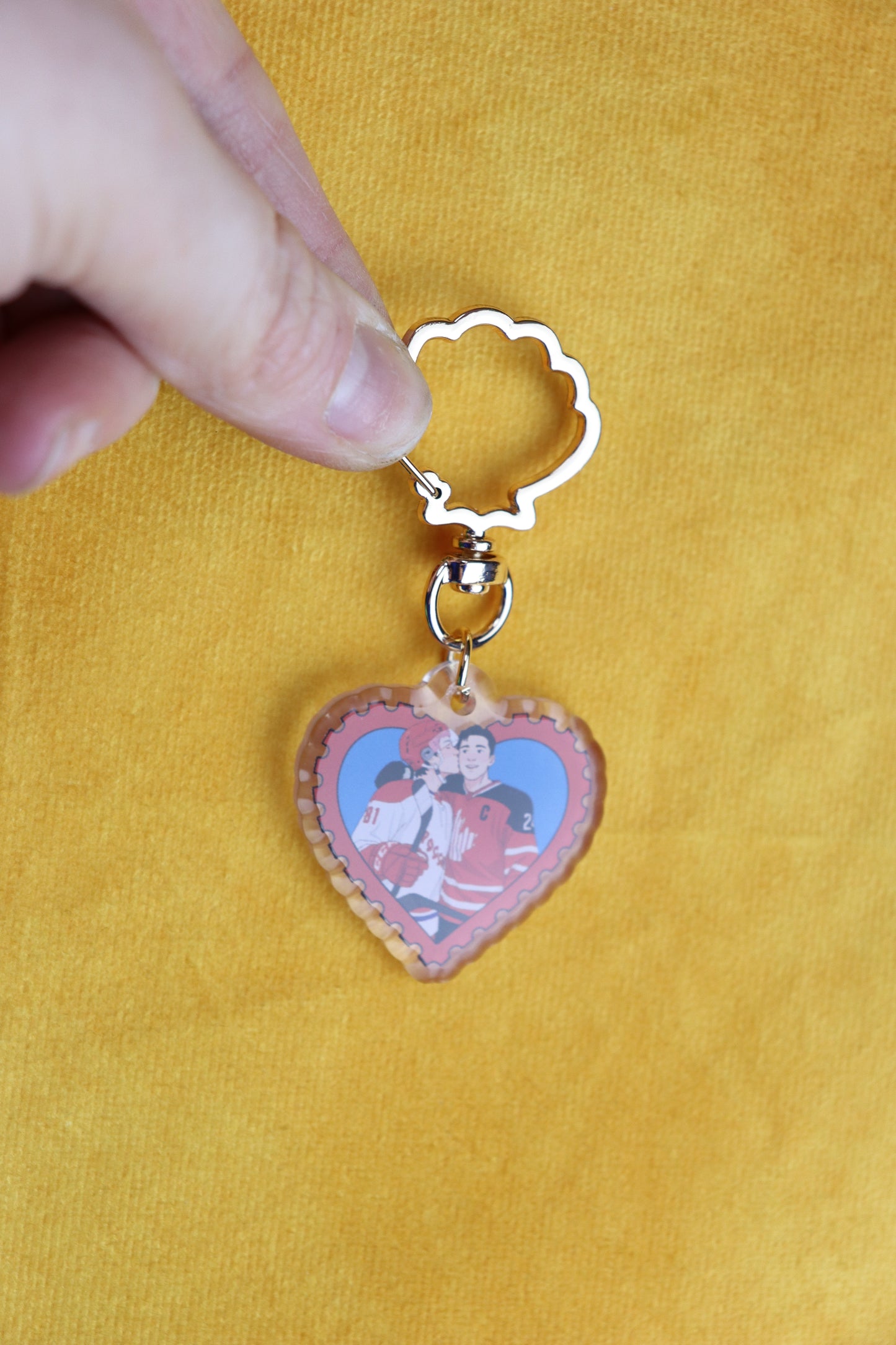 Shane and Ilya Kiss Stamp Heated Rivalry Bag Charm Keychain