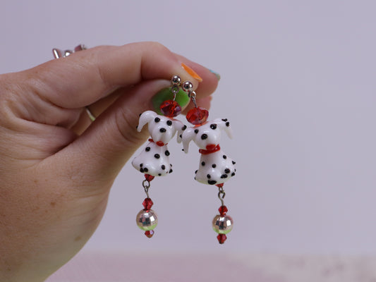 Disco Dog Glass Bead Earrings