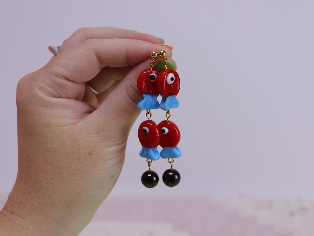 Funky Fish Glass Beaded Earring Dangles