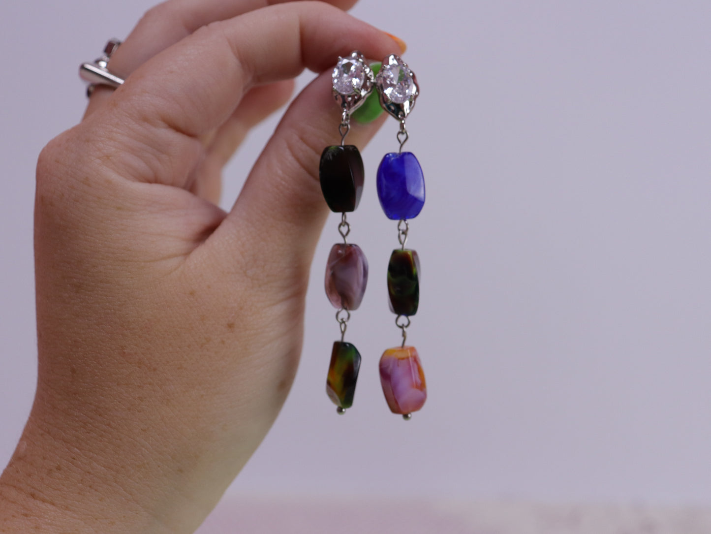 Sophisticated Statement Gem and Stone Dangle Earrings
