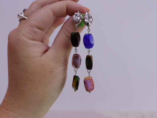 Sophisticated Statement Gem and Stone Dangle Earrings