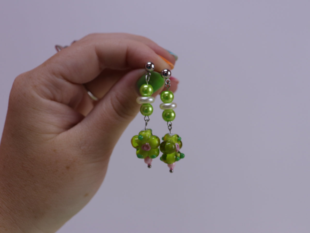 Fun Pastel Flower Beaded Earrings