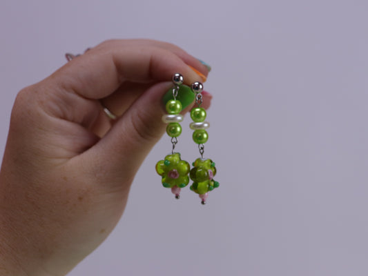Fun Pastel Flower Beaded Earrings