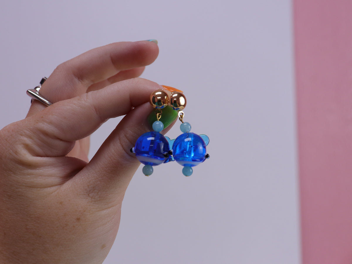 Glass Ocean Whale Earrings
