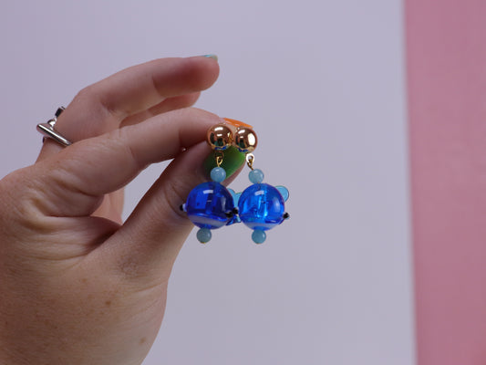 Glass Ocean Whale Earrings