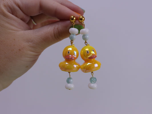 Rubber Duck Glass Beaded Earrings