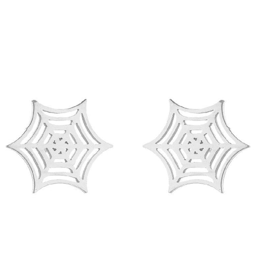 Stainless Steel Spider Web Earrings