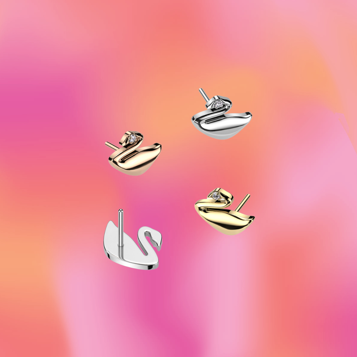 Glam Swan Flat Back Stud
