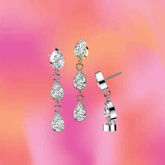 Cascading Teardrop Flat Back Stud