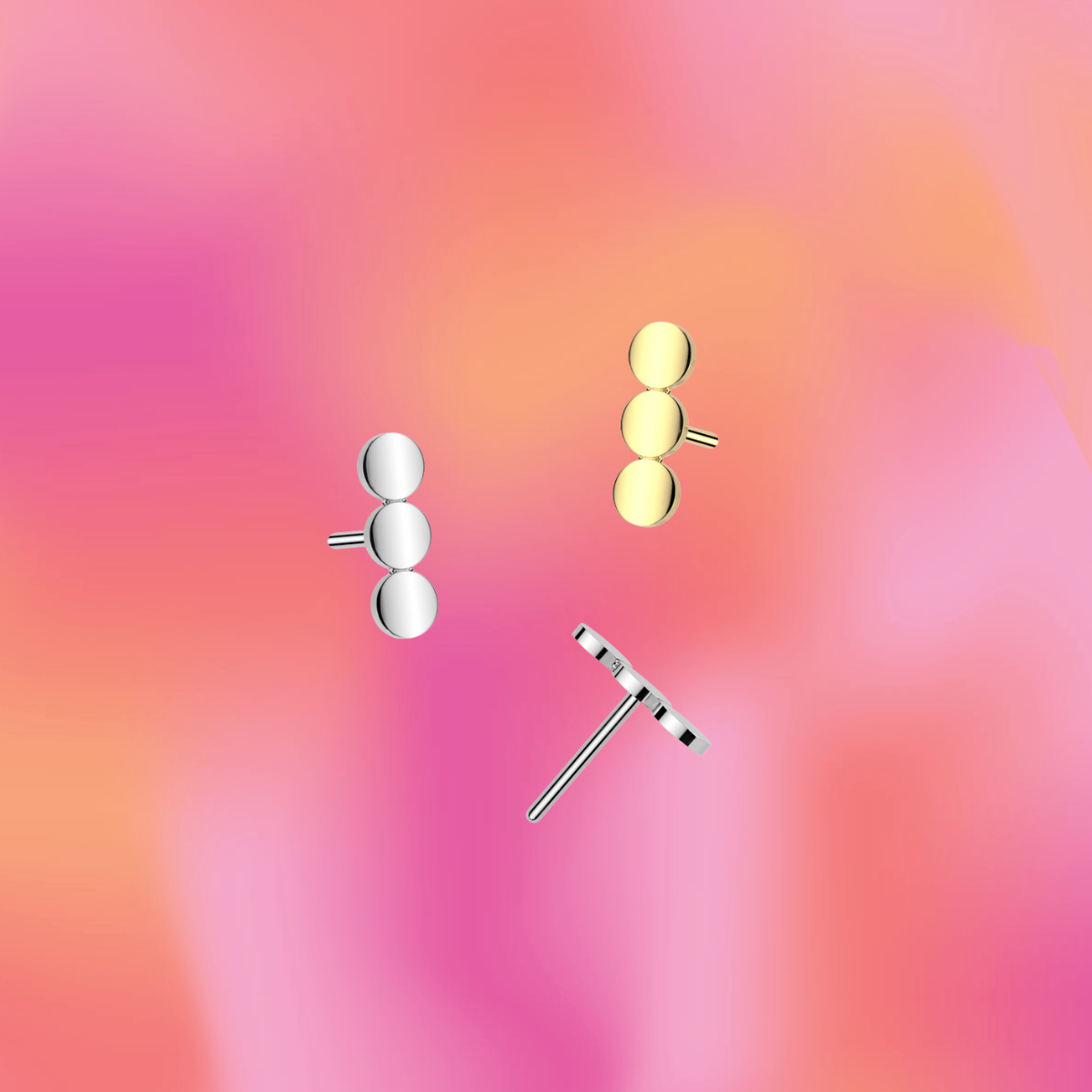 Three Dot Line Single Flat Back Stud