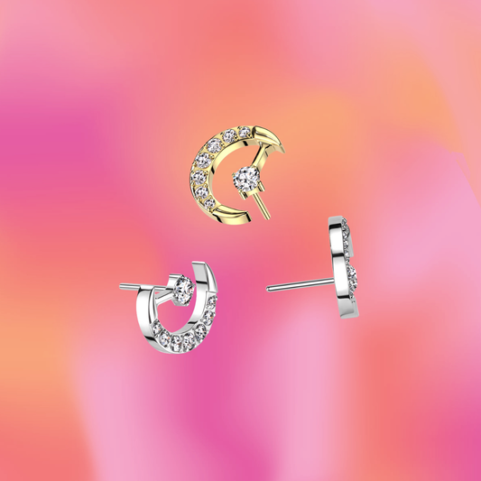 Crescent Moon Flat Back Stud
