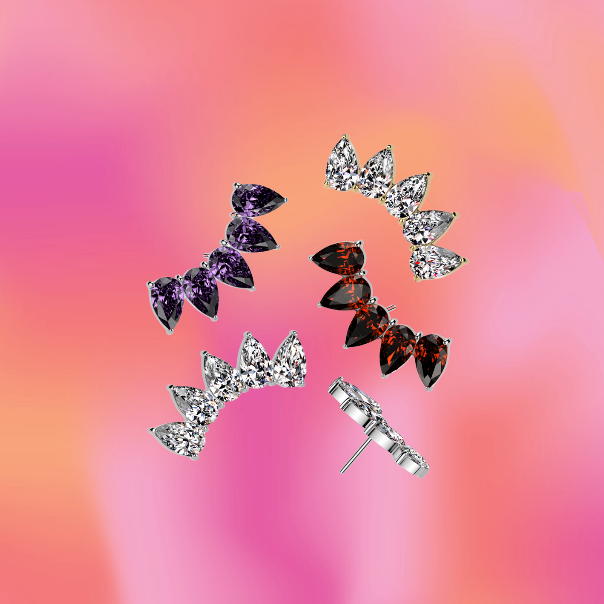 Glittering Arc Flat Back Stud