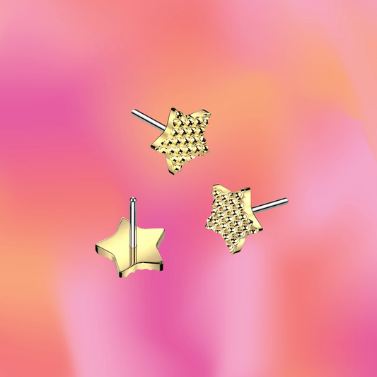 Stamped Star Flat Back Stud