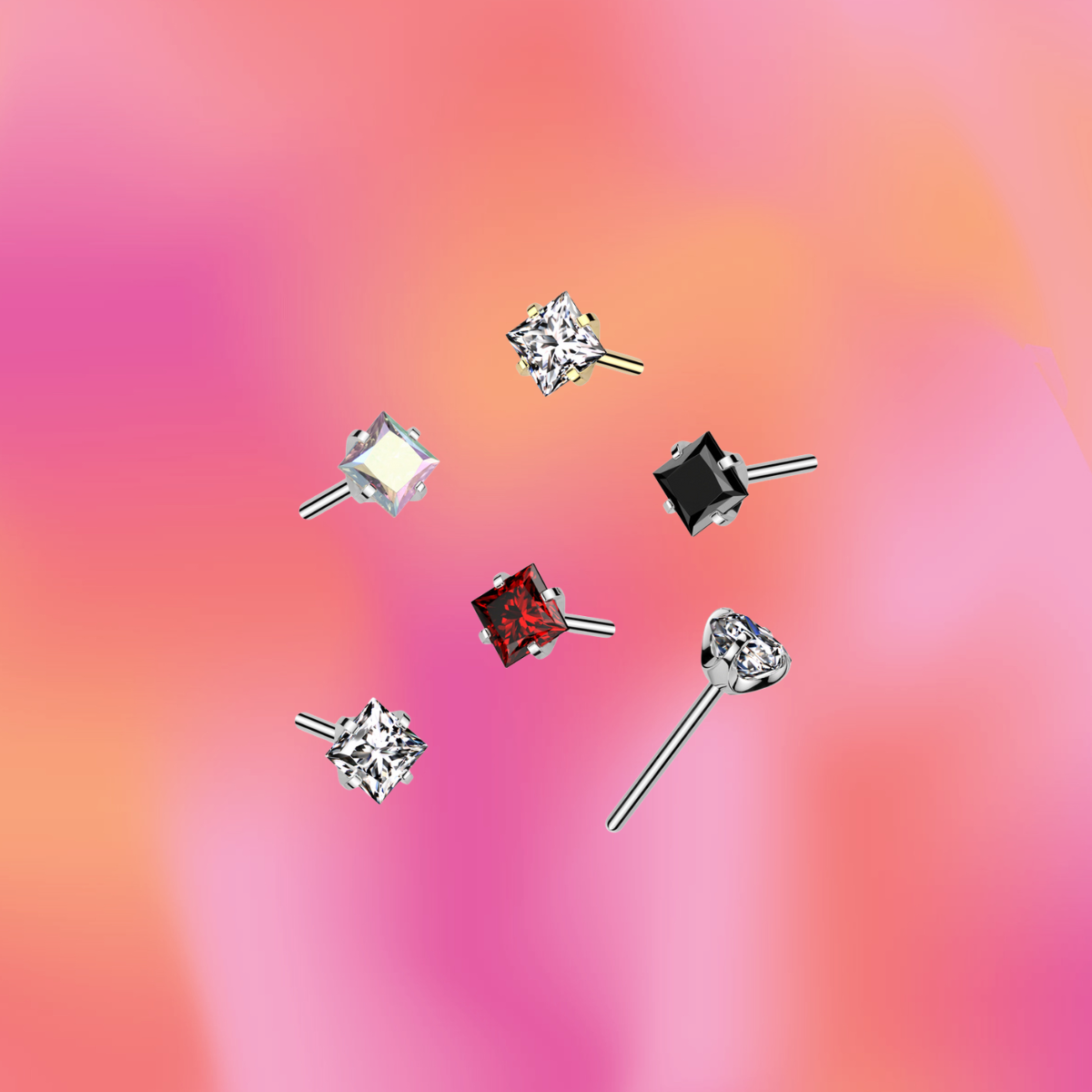 Delicate Square Gem - Flat Back Stud