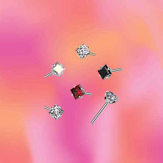 Delicate Square Gem - Flat Back Stud