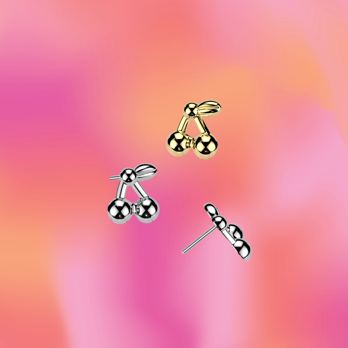 Delicate Cherries Flat Back Stud