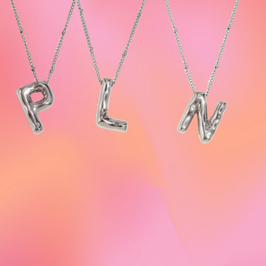 Silver Balloon letter Necklace