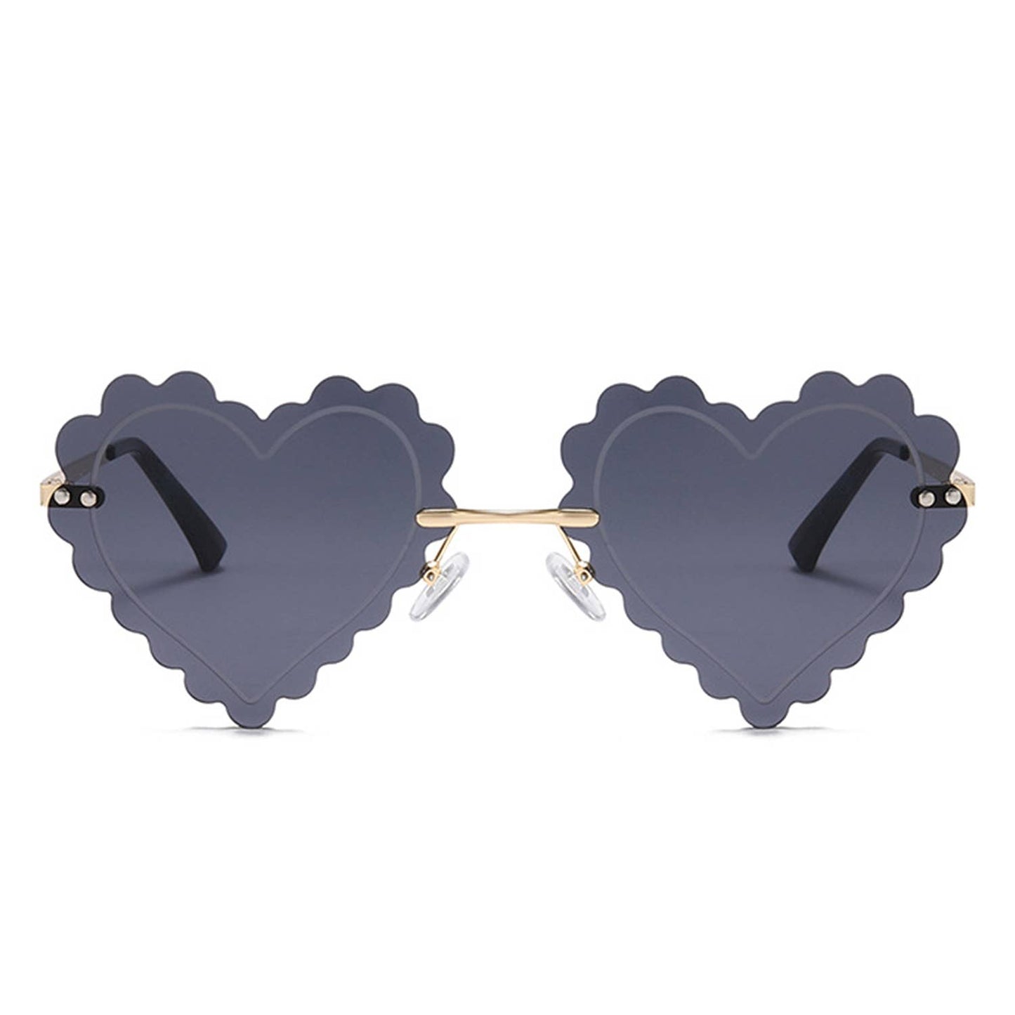 Rimless Playful Tinted Heart Shape Sunglasses: No Packaging