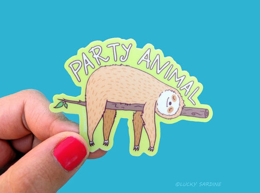 "Party Animal" Sloth Sticker