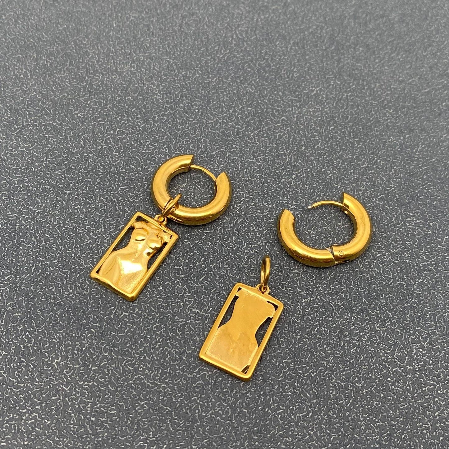 18K Gold Plated Women Body Charm Huggie Earrings