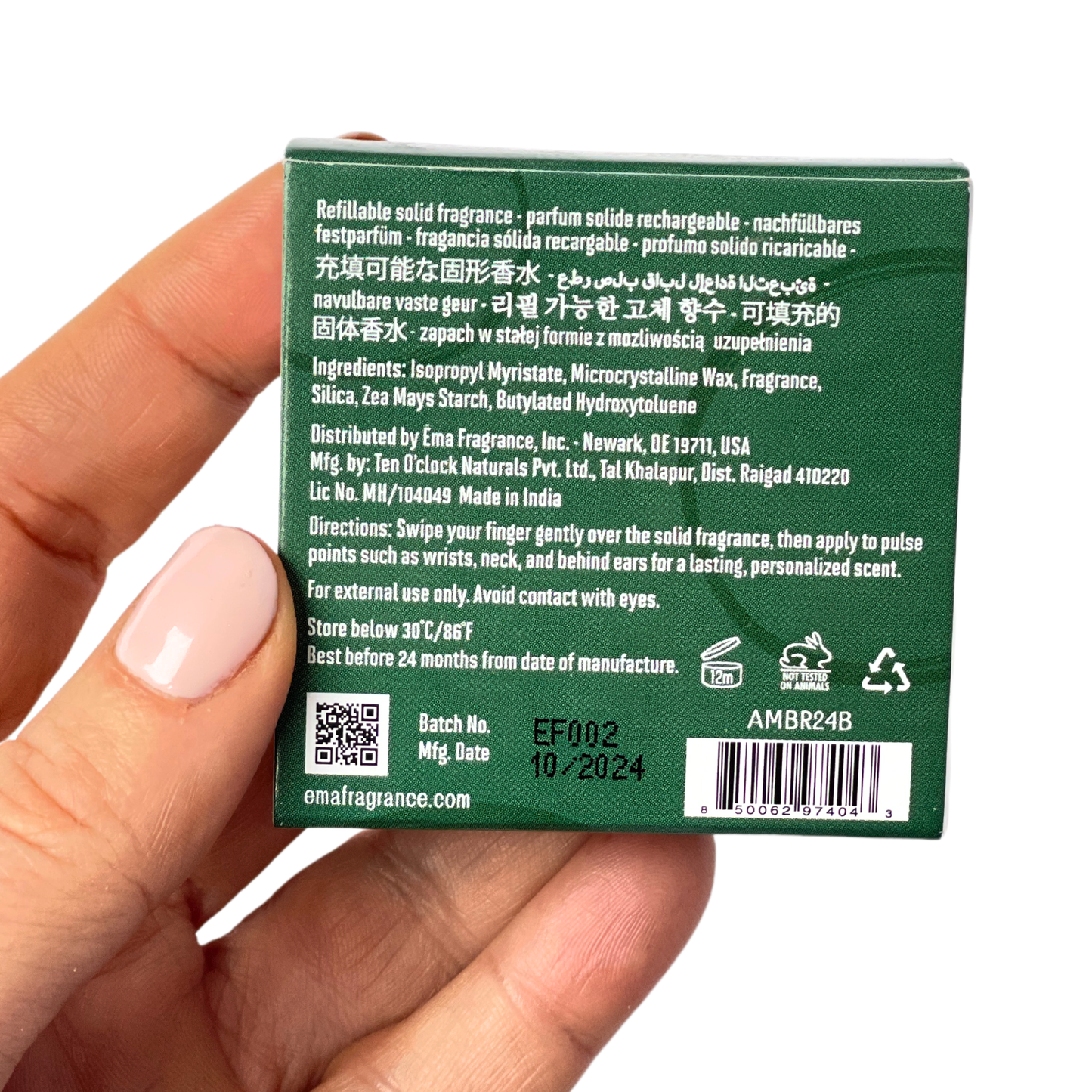 Amber Solid Perfume Pod (2g) | Refillable Clean Fragrance