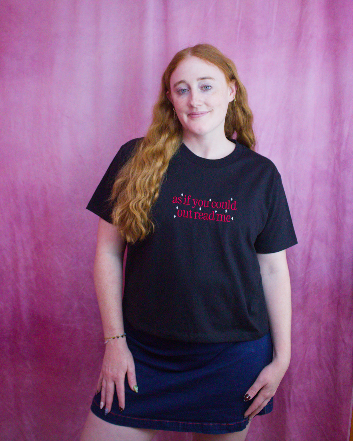 "As if You Could Out Read Me" Embroidered Shirt