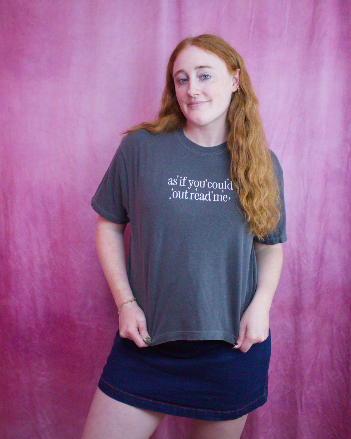 "As if You Could Out Read Me" Embroidered Shirt