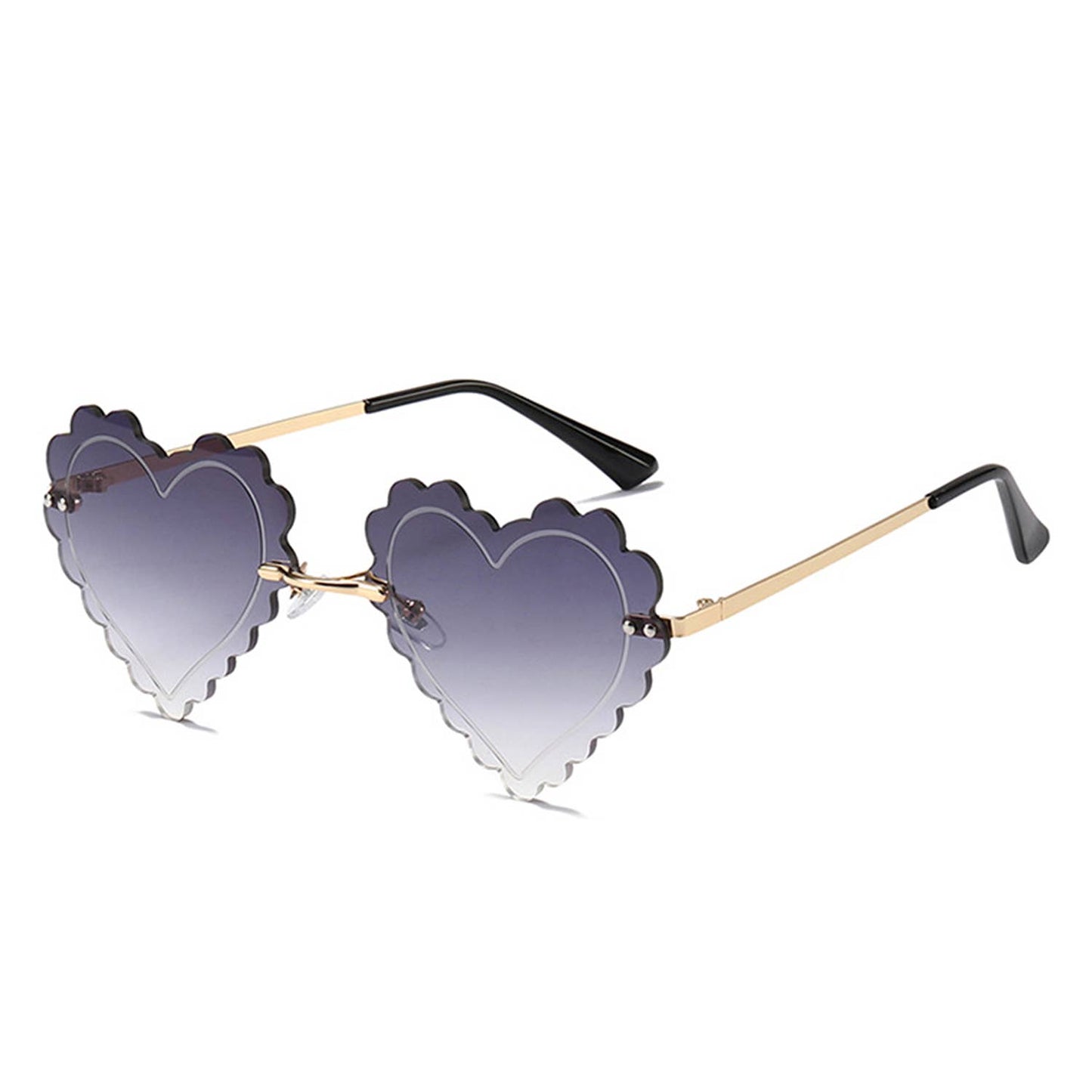 Rimless Playful Tinted Heart Shape Sunglasses: No Packaging