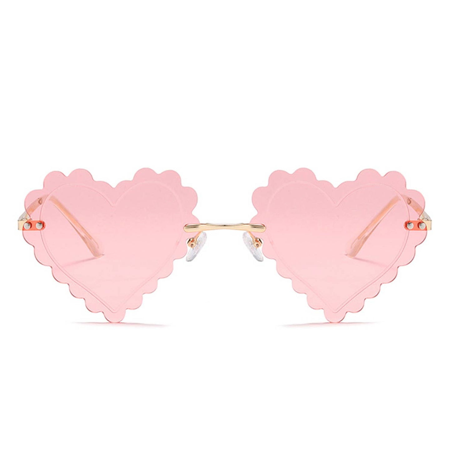 Rimless Playful Tinted Heart Shape Sunglasses: No Packaging