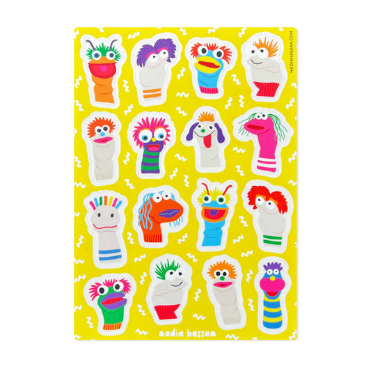 Sock Puppets 5x7 Sticker Sheet