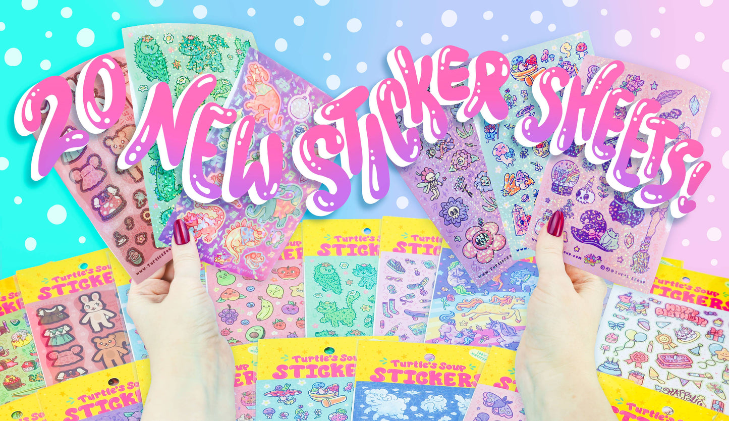 Long Animals Funny Exaggerated Size Glitter Sticker Sheet