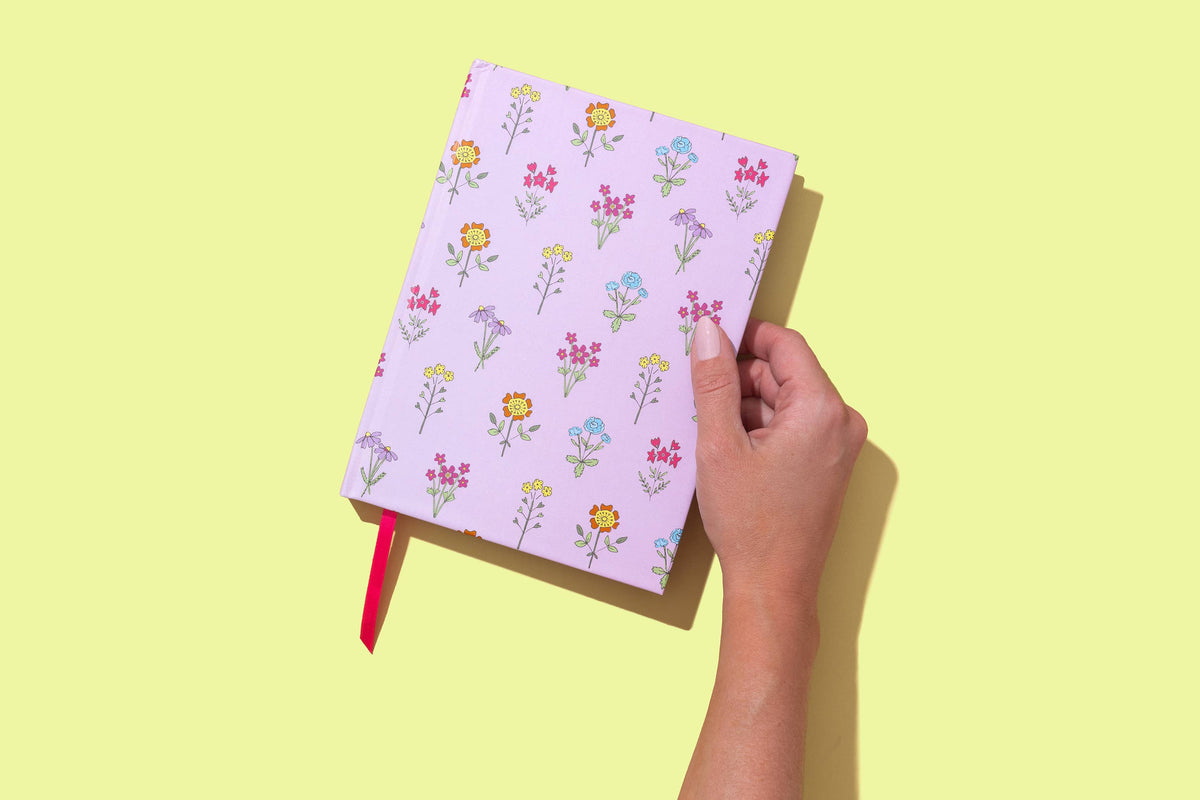 Hardcover Notebook - Pink w/ Wildflowers