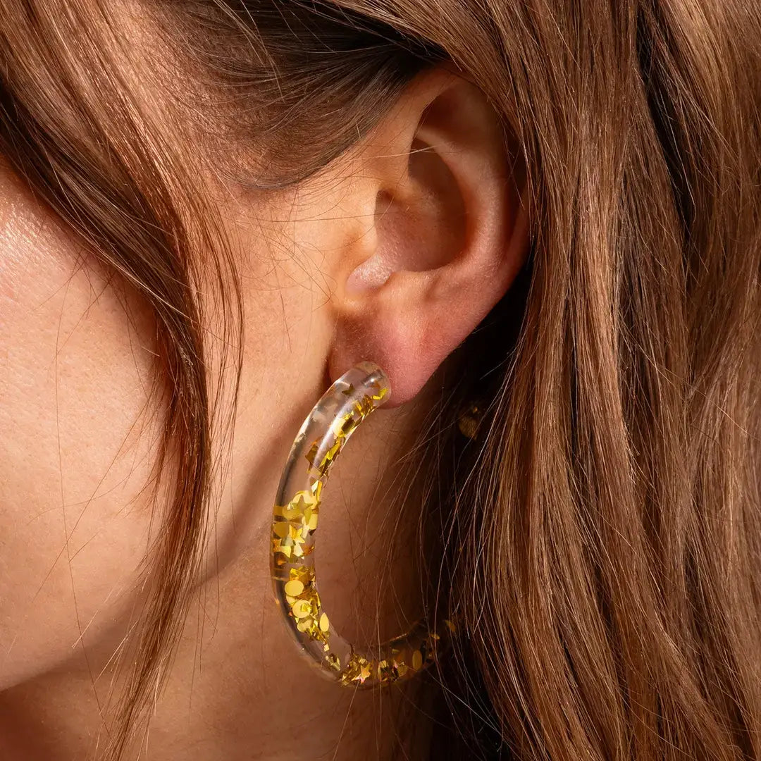 Confetti Hoop Earrings - Assorted Colors - Each: Iridescent
