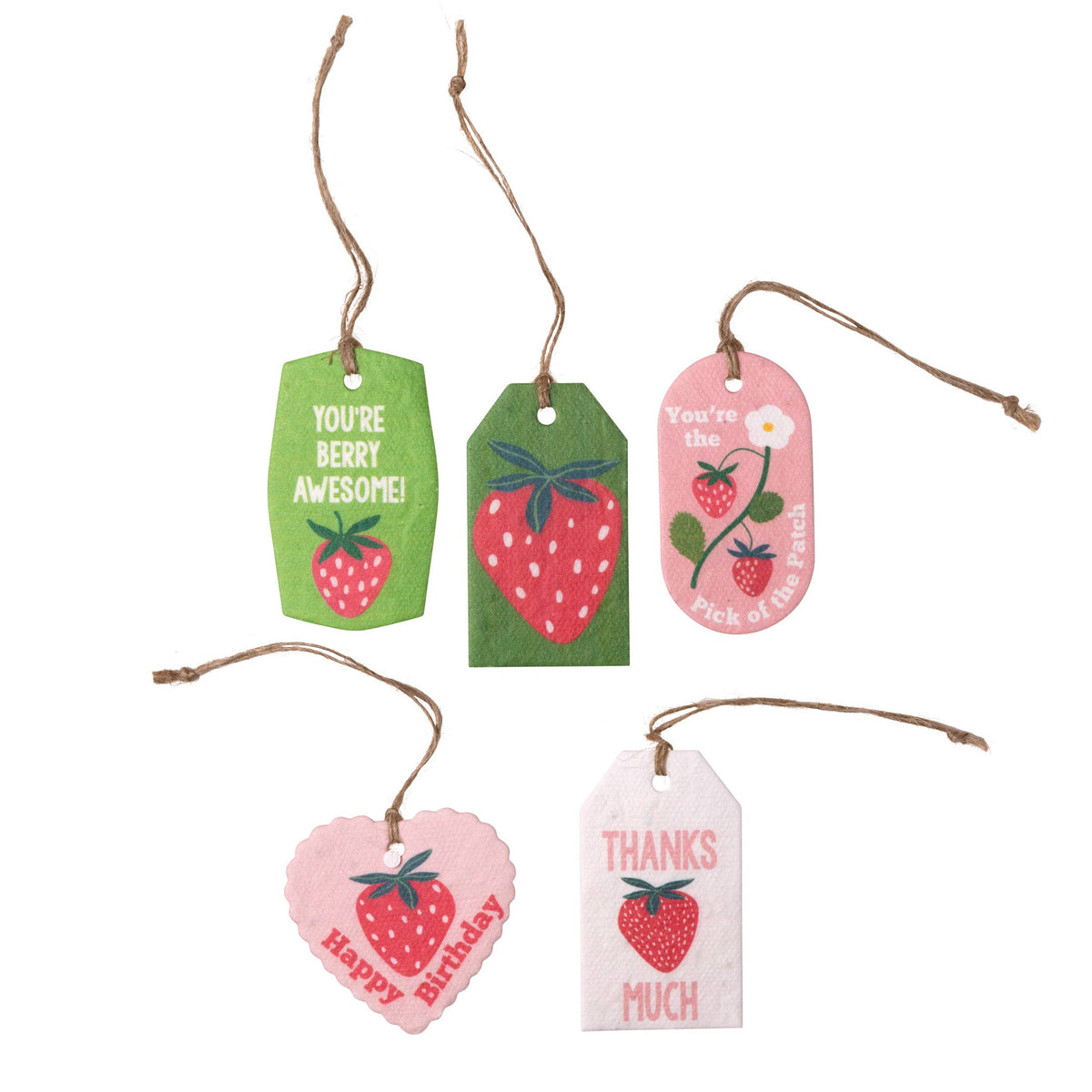 Plantable Seed Gift Tags - Vintage Seed Design, 5 Gift Tags: Strawberries