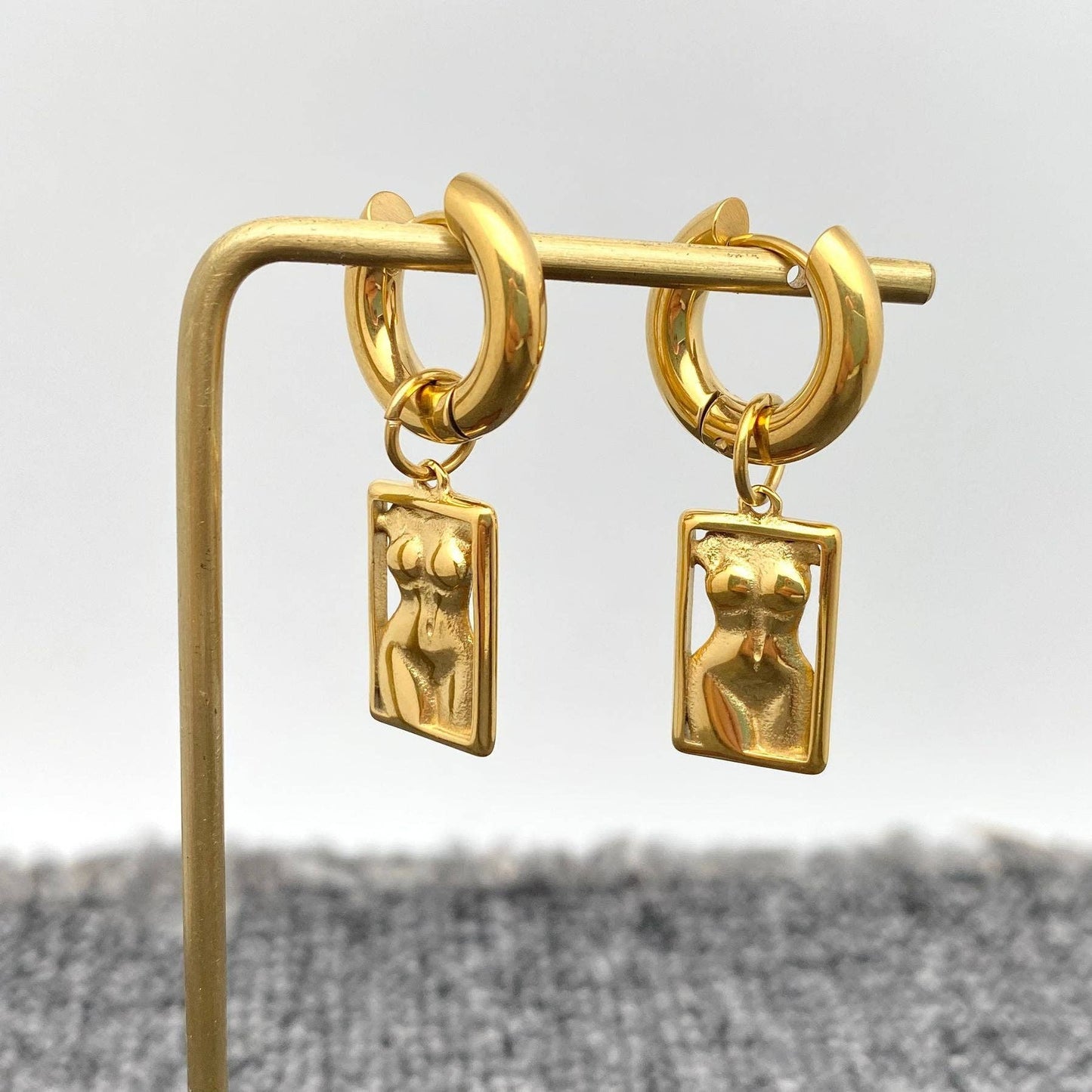 18K Gold Plated Women Body Charm Huggie Earrings