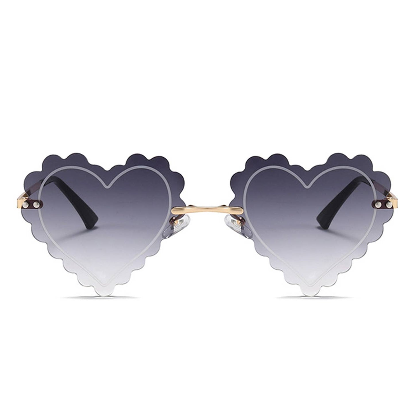 Rimless Playful Tinted Heart Shape Sunglasses: No Packaging