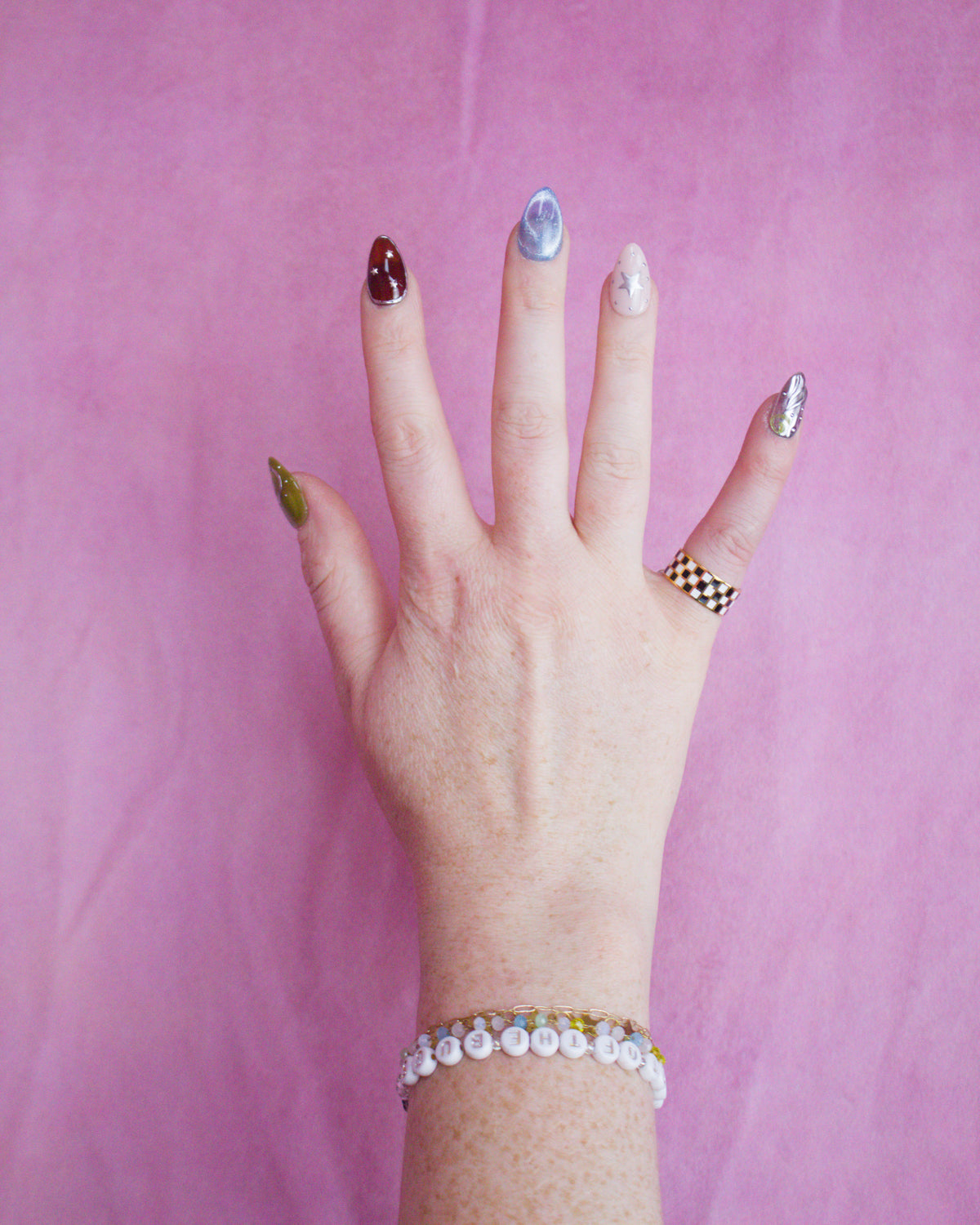 Black & White checkered enamel Titanium Ring