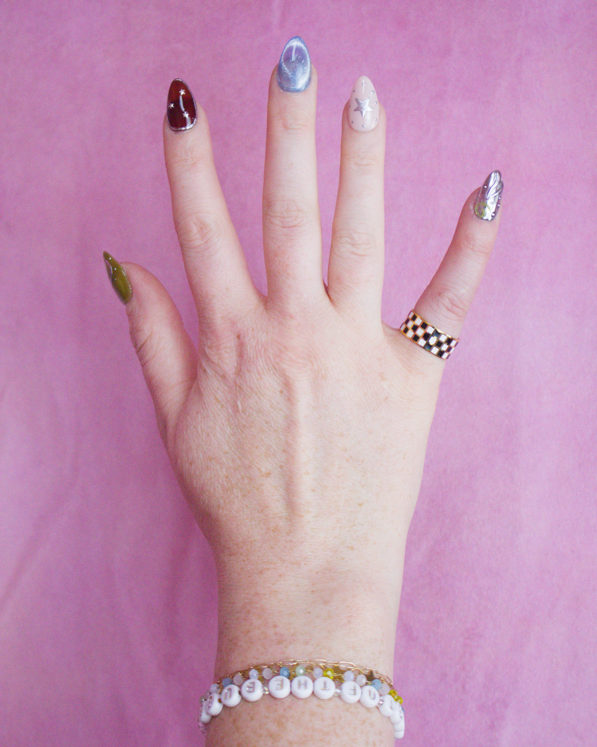 Black & White checkered enamel Titanium Ring