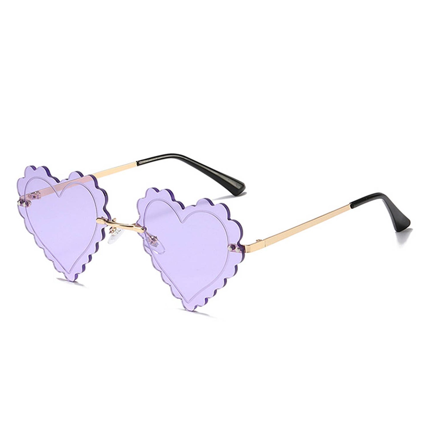 Rimless Playful Tinted Heart Shape Sunglasses: No Packaging