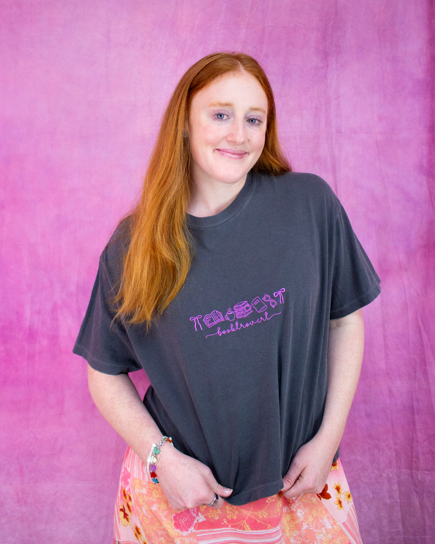 “Booktrovert” Embroidered Shirt