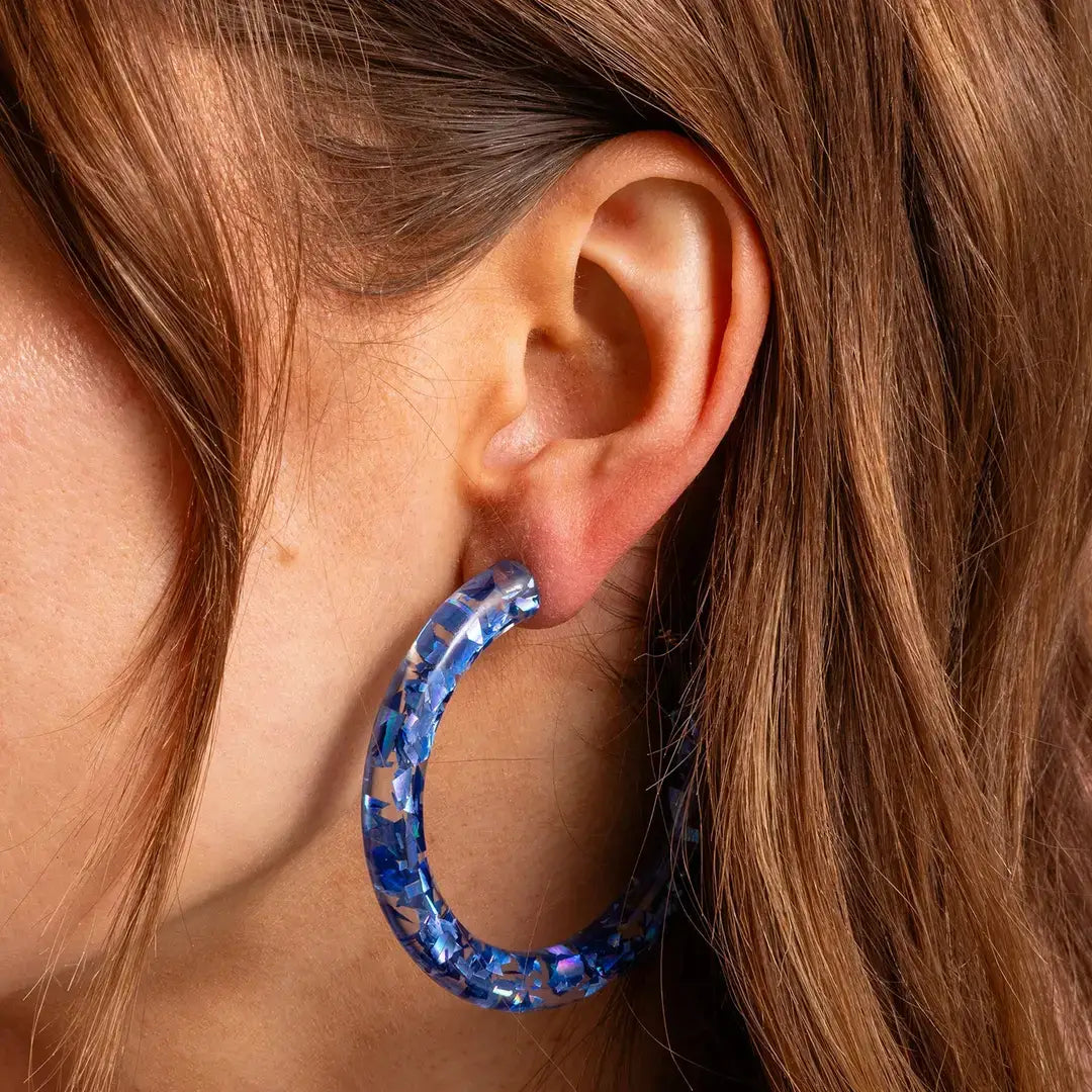 Confetti Hoop Earrings - Assorted Colors - Each: Iridescent