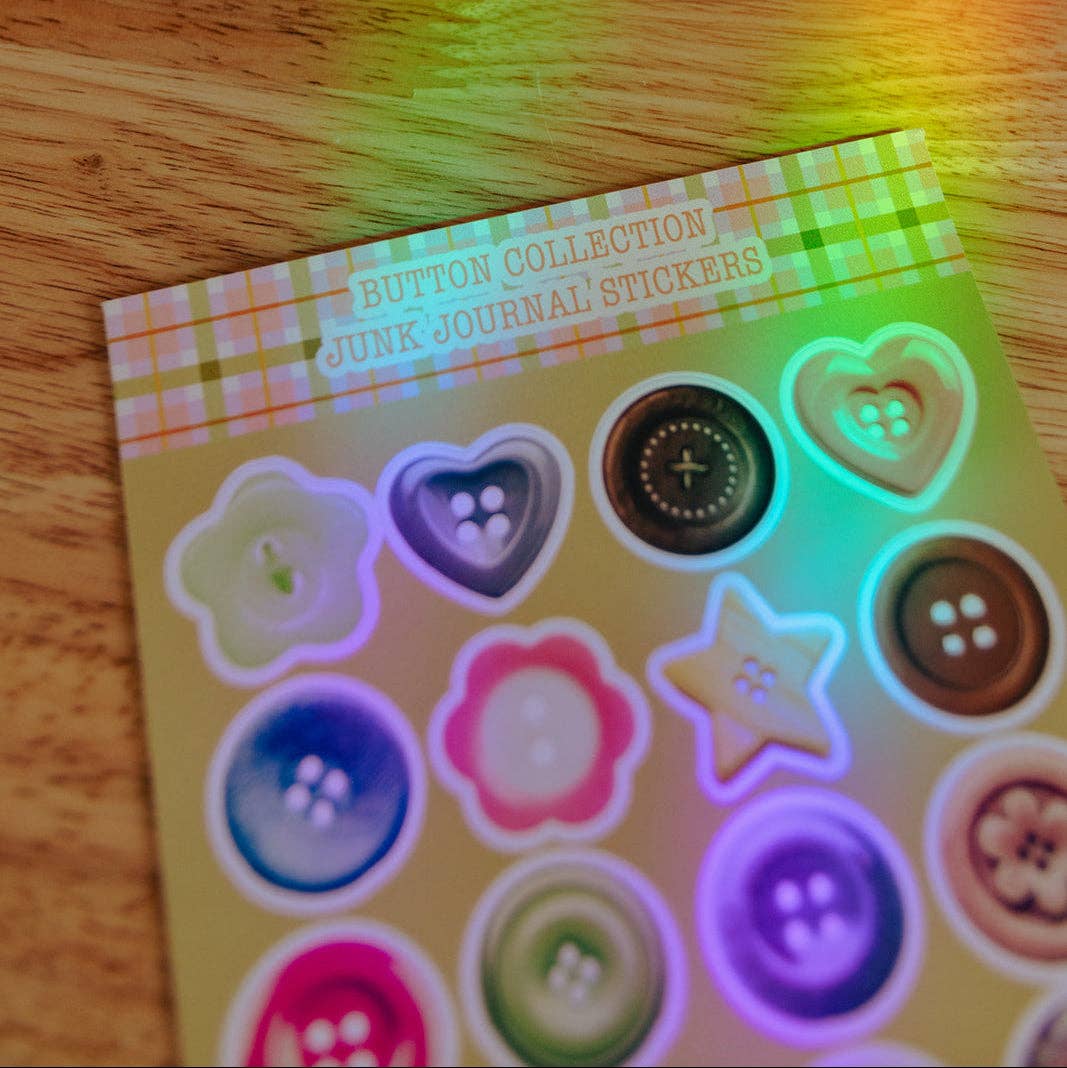 Junk Journal Stickers, Button Collection