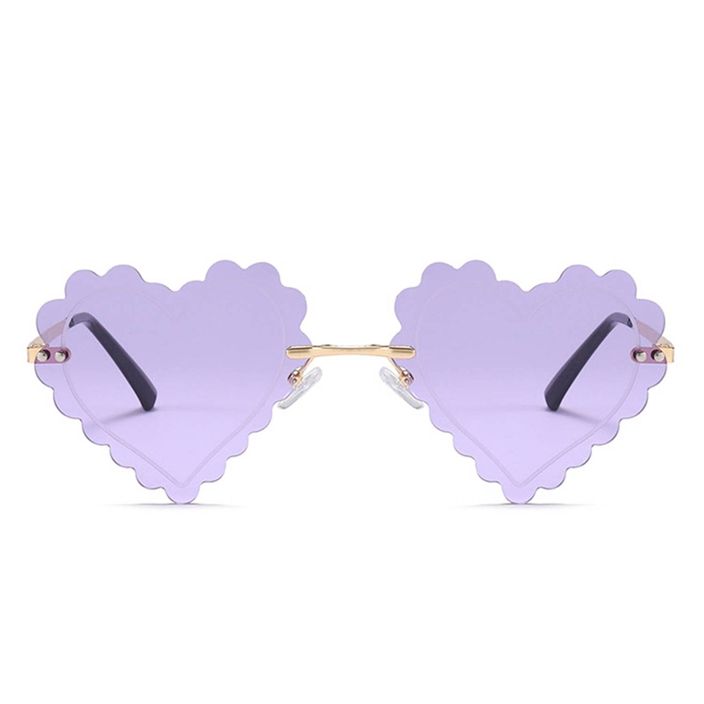 Rimless Playful Tinted Heart Shape Sunglasses: No Packaging